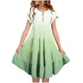 thumbnail image 2 of Tranfacy Robes d'Été pour Ados, Robes pour Filles Taille 10-12, Robe d'Été pour Filles 6-15 Mode Robe à Dégradé de Couleurs avec Poches Manches Courtes Col Rond Robe Trapèze, 2 of 5