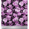 thumbnail image 1 of Soimoi Poly Georgette Fabric Leaves & Rose Flower Printed Fabric 1 Yard 52 Inch Wide, 1 of 3