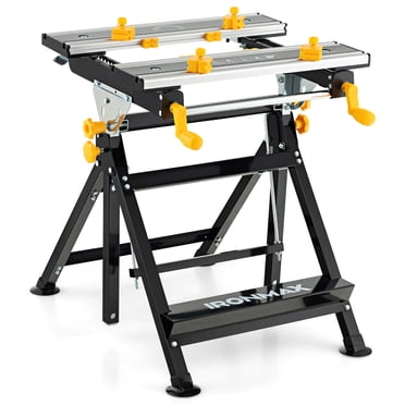 Gymax Table de Travail Pliante Établi Portable avec Hauteur Réglable et Plateforme Inclinable