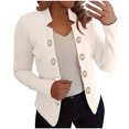 thumbnail image 1 of BiZtdJrK Vestes Blazer pour Femmes Grande Taille à Boutons, Ouverture devant, Unies, Décontractées, Revers Cranté, Travail Bureau, Complets d'Automne, Manches Longues, Vestes Blazer, Blanc, TTTTG, Cadeaux pour Papa, 1 of 6