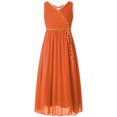 thumbnail image 4 of Miaeowve Robe de Demoiselle d'Honneur pour Fille Sans Manches en Mousseline Perlée, Robe de Demoiselle d'Honneur Junior, Robe de Fête de Mariage pour Filles, Orange 4, 4 of 7