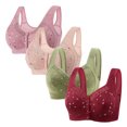 thumbnail image 1 of Plebaso 4 Pack Bras for Women Front Closure Everyday Bralettes Wireless Full Coverage Ladies Push up Bras, 1 of 3