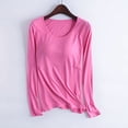 thumbnail image 2 of FAIWAD Pyjama pour Femmes à Manches Longues, Col Rond, Haut de Pyjama Confortable et Doux, Couleur Unie, Vêtement de Nuit, 2 of 6