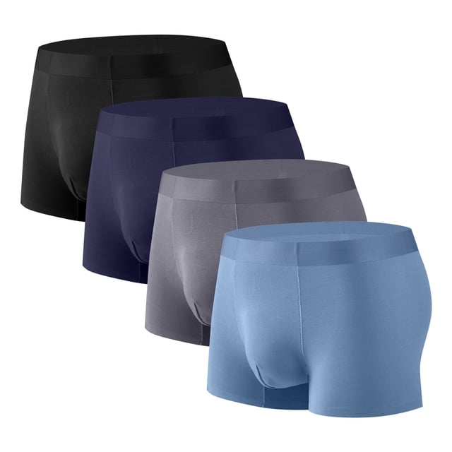 ylioge L-4X Big & Tall Mens Boxer Briefs 4 Pack Plus Size High Waisted Modal Underwear Multipack Stretchy Quick-Drying Breathable Workout Boxers