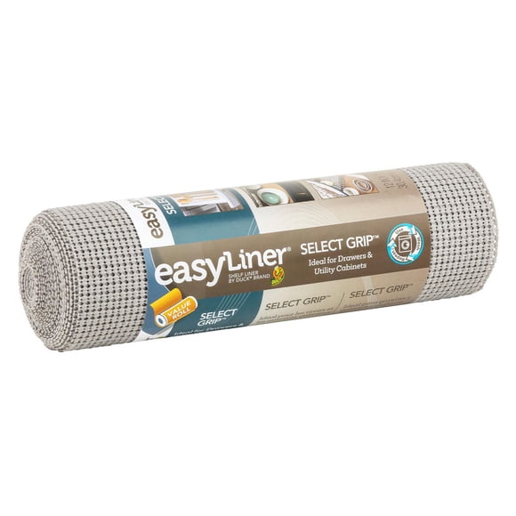 Revêtement pour étagères Select Grip de marque Easy Liner, Gris pâle, 30,5 cm x 4,6 m (12 po x 15 pi)