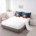 thumbnail image 3 of YST Palm Leaf 7 Pcs Comforter Set Twin Size, Ocean Beach Down Comforter, Nature Theme Duvet Set, Sunset Hawaiian Sheet Set Bed In A Bag, 3 of 5