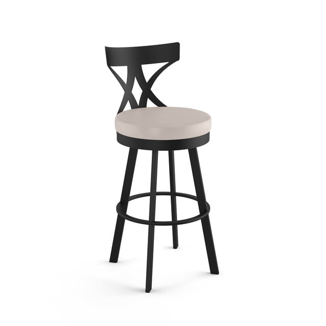 Amisco Washington 26 in. Swivel Counter Stool - Cream Faux Leather / Black Metal