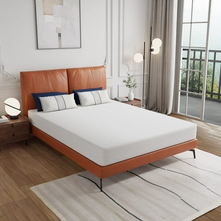 FDW Queen 8-Inch Medium-Firm Memory Foam Mattress, CertiPUR-US Certified, Green Tea Infused, White