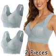 thumbnail image 3 of 2-Pack Women's Lace Bra Plus Size - Wire-Free, 3/4 Cup, Fixed Straps, Comfortable Nylon Spandex Blend, 3 of 8