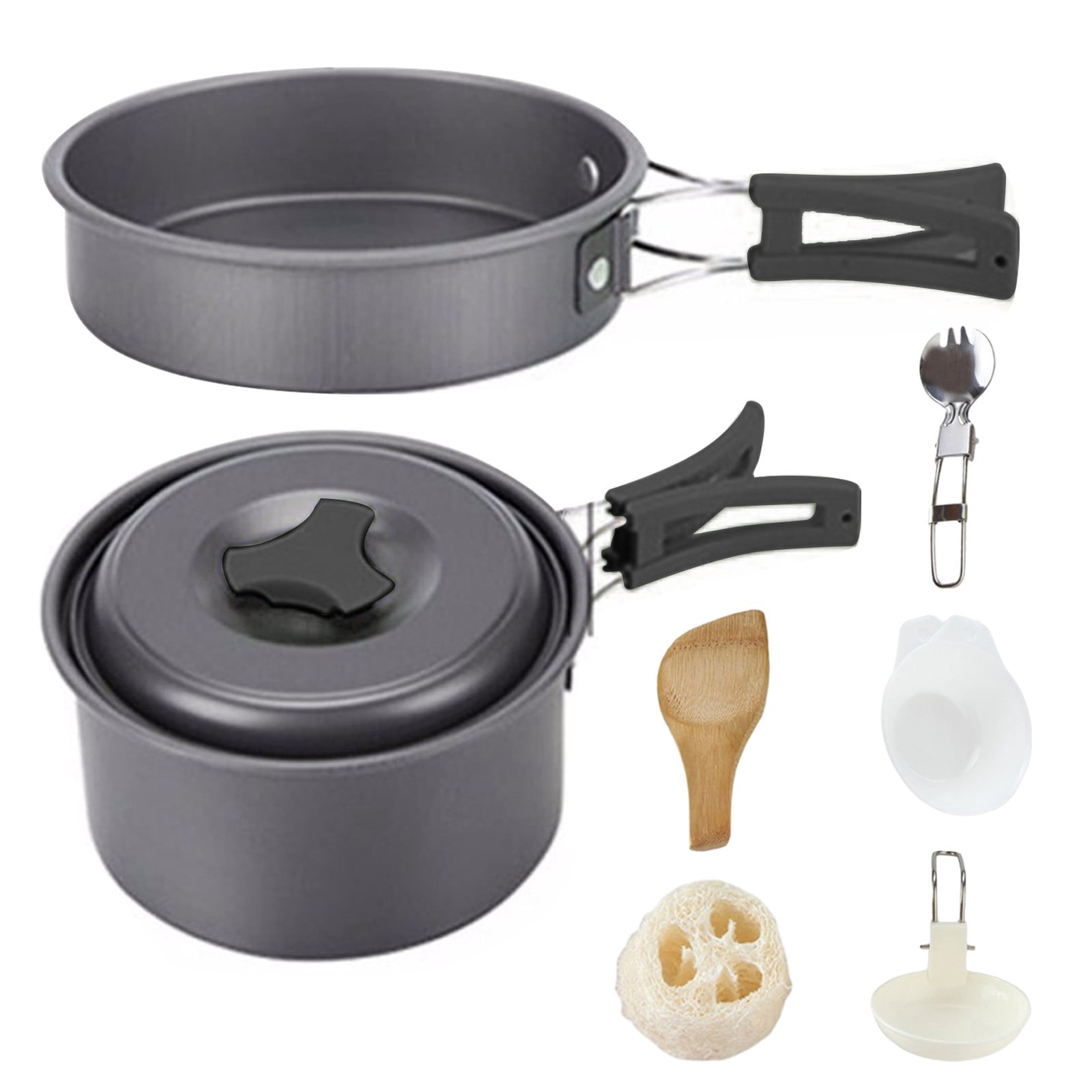 Accessoires de Barbecue Ensemble de Batterie de Cuisine de Camping Aluminium Portable Ensemble de Cuisson Extérieur Poêle de Cuisson Randonnée BBQ Pique-Nique