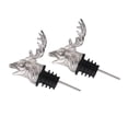 thumbnail image 1 of Stainless Steel Liquor Wine Bottle Pourer Spout Stopper Set, Leakproof Drip Control Bottle Neck Accessory, 2-Pack, Deer Head Design, 1 of 1