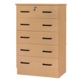 thumbnail image 1 of Better Home Products Cindy 5 Drawer Chest Wooden Dresser with Lock Beech (Maple), 1 of 14