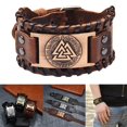 thumbnail image 3 of lionlar Bracelet Triangle en Cuir PU pour Hommes Tribal Nordique Rétro Rouge Cuivre, 3 of 9