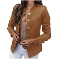 thumbnail image 1 of CEHVOM Women's Solid Color Long-Sleeved Slim-Breasted Small Suit Short Coat Tops Clearance, 1 of 5