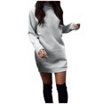 thumbnail image 1 of Robe Chandail Longue pour Femmes Nouvelle Mode Décontractée Unie à Manches Longues Col Rond Haut Chandail à Couleurs Contrastées Vêtements pour Femmes Robe Chandail, 1 of 1