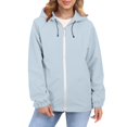 thumbnail image 1 of Comdrip Veste Légère pour Femmes! Veste Chaude Coupe-Vent Imperméable à Blocs de Couleur pour Femmes, Coupe-Vent d'Extérieur, Veste de Randonnée, Veste de Randonnée pour Femmes Légère Bleu Pâle m, 1 of 5