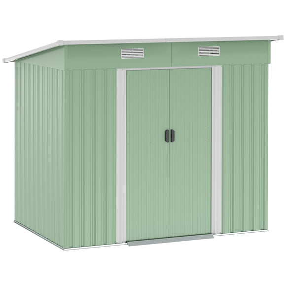 Outsunny Remise de Rangement Extérieure, Remise de Jardin avec Portes Verrouillables, Vert Pâle