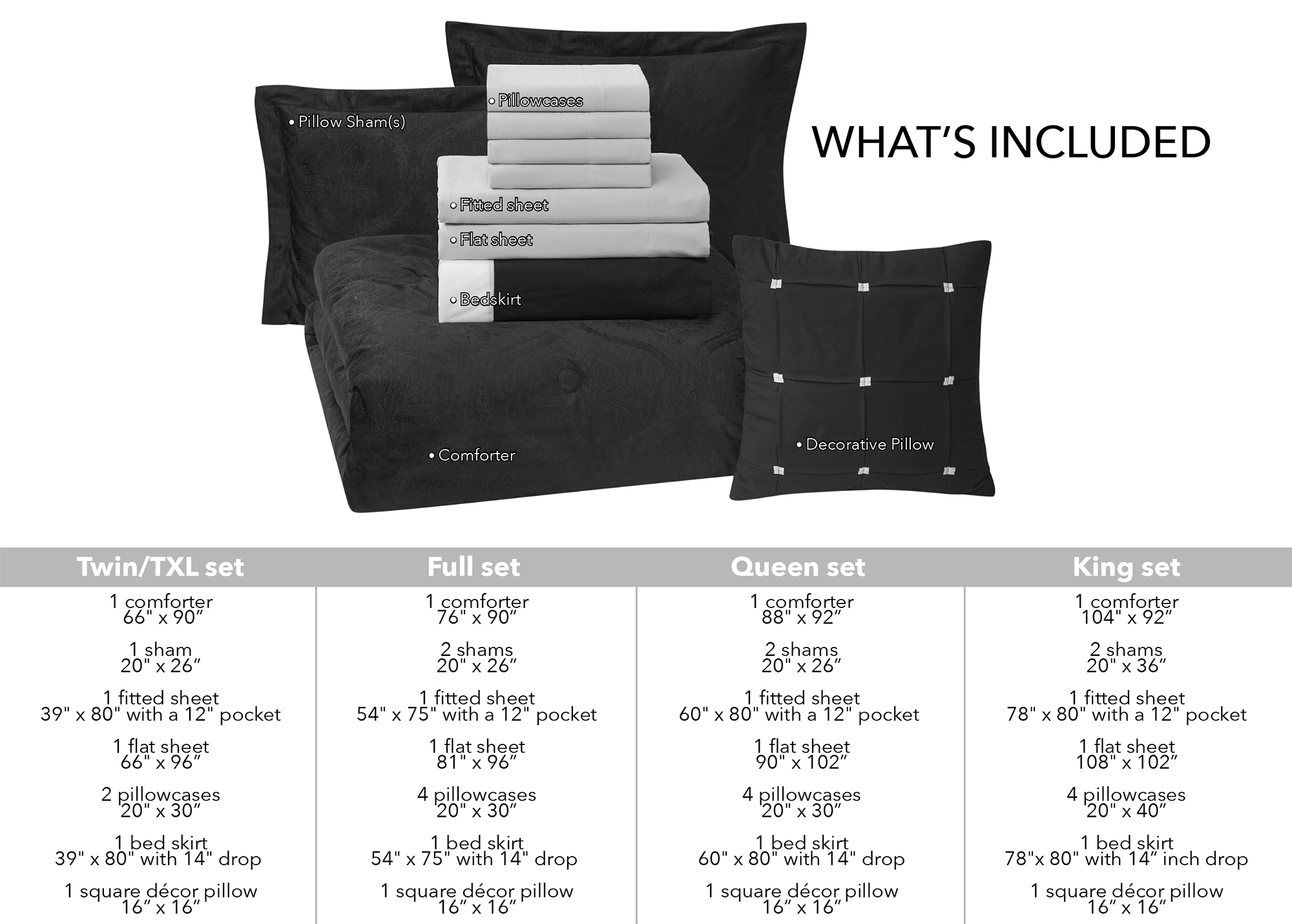Mainstays 11-Piece Bed in a Bag Comforter Set with Sheets, Black Velvet, Queen