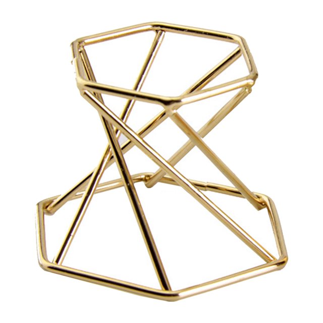 Chevalet Hexagonal Présentoir de Gemmes Décor Minéral Hexagone Doré