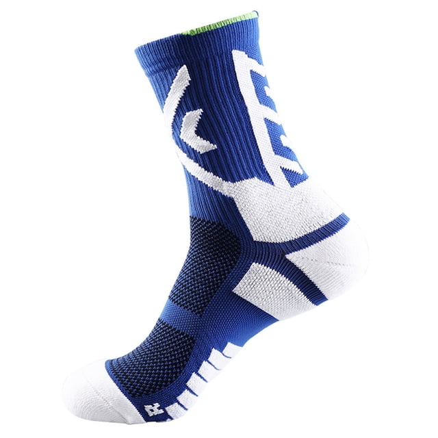 Blue Socks Basketball Socks Cushioned Athletic Sports Crew Socks for Men & Women