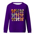 thumbnail image 4 of QATAINLAV Chandails à Manches Longues pour Femmes pour la Sensibilisation au Cancer du Sein, Mignon Chandail à Col Rond Imprimé Blouse 2025 Automne Tunique Décontractée Hauts Offres du Jour d'Aujourd'hui Violet TG, 4 of 5