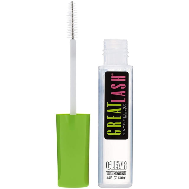 Maybelline New York Great Lash Mascara Lavable, 12,64 ml, Formule Claire et Transparente dans une Bouteille Cylindrique Mince avec une Étiquette Noire Présentant un Texte Rose et Vert, et un Capuchon Vert avec une Brosse Blanche pour Renforcer les Cils Conçue pour Accroître le volume et la Longueur.