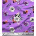 thumbnail image 1 of Soimoi Silk Fabric Fig,Succulent & Anemone Flower Print Fabric by Yard 42 Inch Wide, 1 of 3