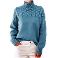 thumbnail image 1 of Besolor Chandails à Col Roulé pour Femmes Manches Longues Décontractées Tricot Torsadé Pull Ample Automne Hiver, 1 of 4