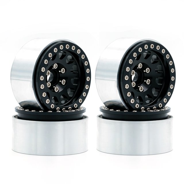 Arealer Aluminum Alloy Wheel Rim Beadlock Wheel Rims Hub 4pcs Replacement for 1/10 TRX4 Axial SCX10 90046 SCX10 III AXI03007 AXI03003 RC Car