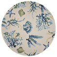 thumbnail image 1 of HomeRoots 354135 Tapis Rond en Polypropylène Traité UV Ivoire et Bleu de 7 Pi 6 Po, 1 of 1