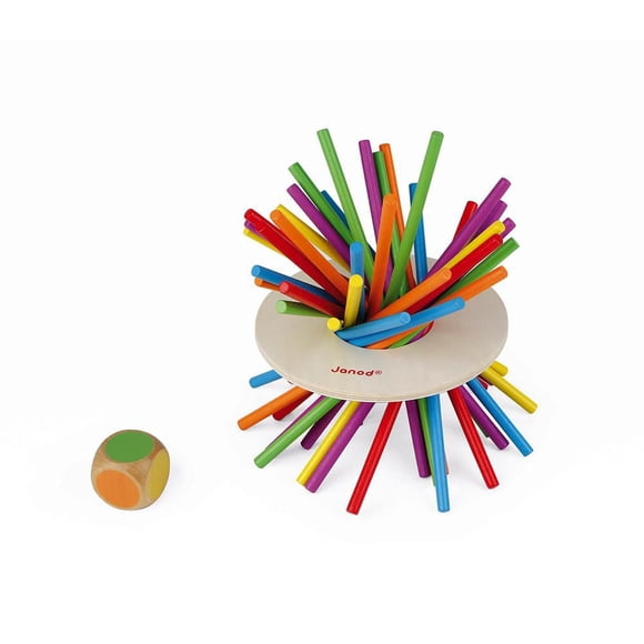 Janod - Crazy Sticks - Wooden Table Game - Skill and Strategy Challenge - For Children aged 3 Years Old and Up - 1 - 6 Players - Multilingual - J02695
