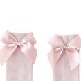 thumbnail image 3 of Little Girls Stockings  Plain Color/Patchwork Side Bow-Knot Midi Tube Socks  Breathable Elastic Knee-Length Socks, 3 of 9