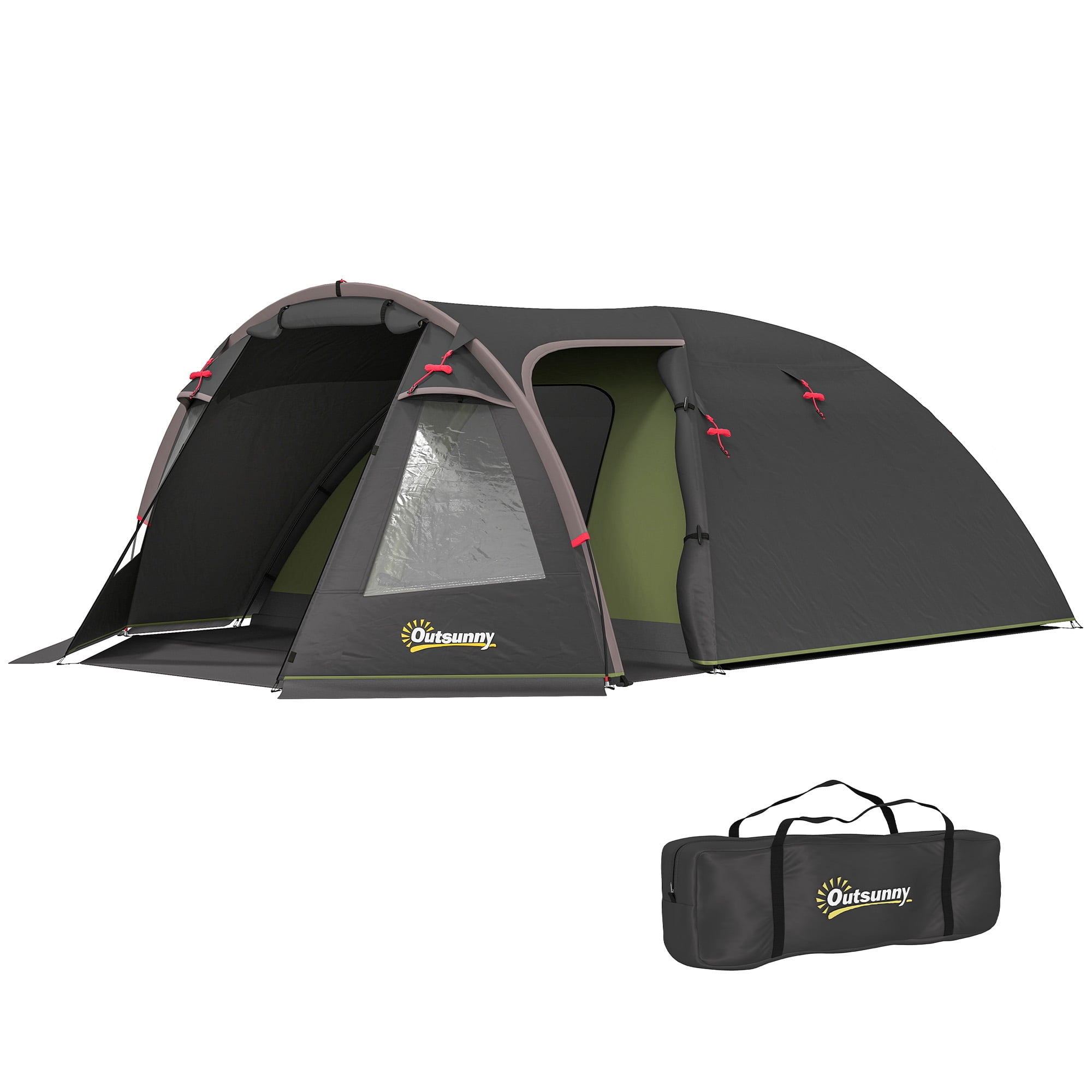 Outsunny Waterproof Camping Tent with 2 Rooms, 2-4 Person Tent
