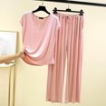 thumbnail image 2 of Yuyuzo Womens Pajama Set 2 Piece Short Sleeve V Neck Top Homewear Drawstring Pants Fall Comfy Pj Sets, 2 of 4