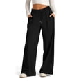 thumbnail image 1 of Pisexur Womens Sweatpants 2024 Ribbed Workout Jogging Pants Casual Baggy Elastic Waist Sweatpants Casual Baggy Drawstring Wide Leg Pants Solid Color Straight Leg Sweatpants with Pockets, 1 of 5