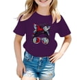 thumbnail image 1 of LUOGENLI T-Shirt pour Filles Enfant Filles Mignon Imprimé Graphique Col Rond Manche Courte Tee Été Décontracté T-Shirt Longues Chemises pour Filles avec Fente Violet 11-12 Ans, 1 of 5