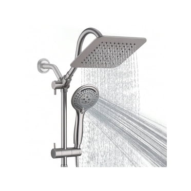 Pommeau de Douche Combo avec 5 Réglages Pommeaux de Douche à Main Haute Pression, Pommeau de Douche Pluie avec Bras d'Extension 15 Pouces, Cascade Anti-Fuite