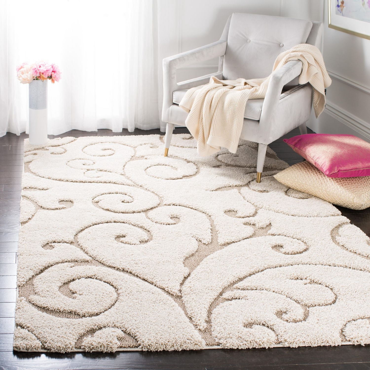 SAFAVIEH Florida Douglas Floral Vines Shag Area Rug