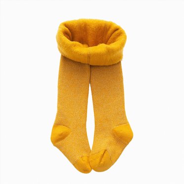 Zanarzt Ballet Tights Girls Dance Tights Toddler Kids Baby Girls Cotton Fleece Lined Warm Full Leggings Pantihose Stretchy Basic Pants Pantyhose for Winter Stocking Yellow,12-24 Months