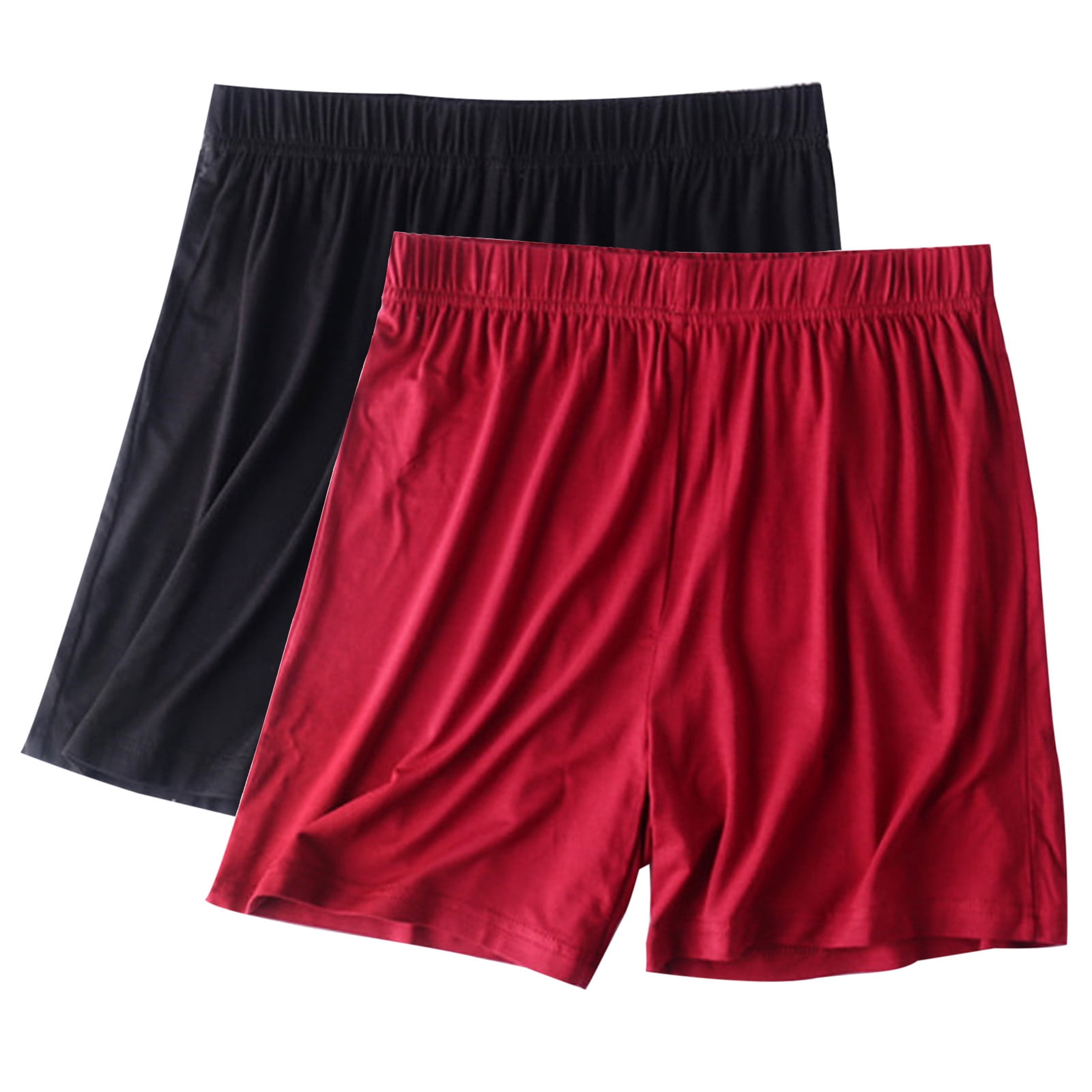 Diufon 2pc Womens Plus Size Shorts Solid Color Lounge Shorts Elastic Waist Homewear Shorts