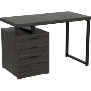 Pemberly Row 47,25"L 3-Drawers Bureau d'ordinateur en métal noir en gris foncé