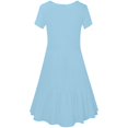 thumbnail image 3 of Robe d'Été pour Femme à Encolure Carrée, Mignonne, à Manches Courtes, Taille Haute, Robes Décontractées Évasées Ligne A, à Volants, Bleu Pâle, S, 3 of 6