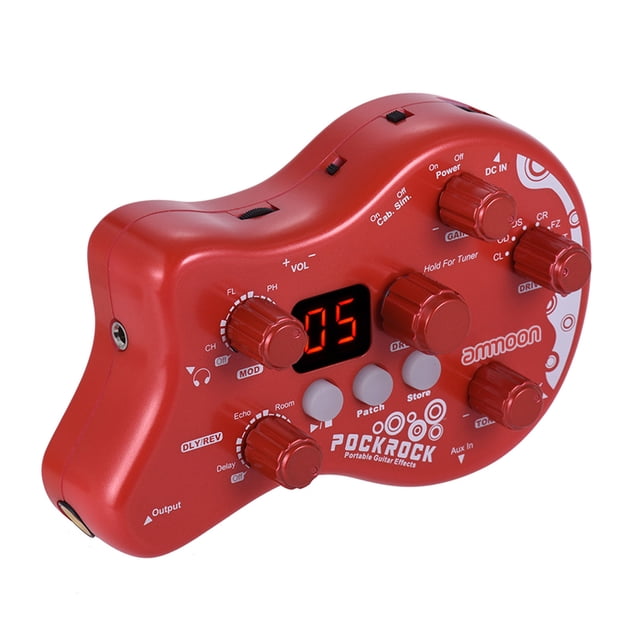 PockRock Guitare Portable Processeur Multi-Effets Pédale d'Effets 15 Types d'Effets 40 Rythmes de Batterie Fonction d'Accordage avec Adaptateur d'Alimentation