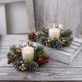 thumbnail image 4 of TIELUTT Christmas Scented Candle Candlestick Wreath Tabletop Home Decoration Lighted Outdoor Christmas Wreath Lit Outdoor Wreath Fall Wreath 22 Inches Large Battery Operated Christmas Wreath Boxwood, 4 of 6