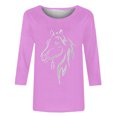 thumbnail image 3 of Baikeli Vente de Liquidation Hauts à Manches 3/4 pour Femmes Blouses Décontractées à Imprimé Animalier T-Shirts d'Été Unis à Enfiler Amples à Col Rond Hauts de Printemps pour Femmes 2024, 3 of 4