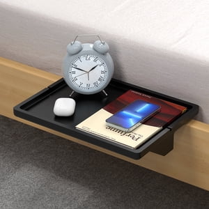 Pezin & Hulin Bedside Shelf Bamboo Nightstand Tray for Bunk Bed Bedside Table (Black, Regular)