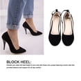 thumbnail image 3 of Suede Block Heel Pumps with Ankle Strap, Classic Style Shoe for Weddings, Parties, and Everyday Wear, 3 of 7