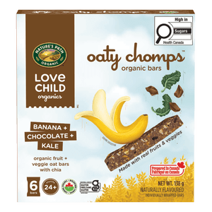 Love Child Organics Oaty Chomps Bananes + Chocolat + Barre de snack Kale 138g boîte