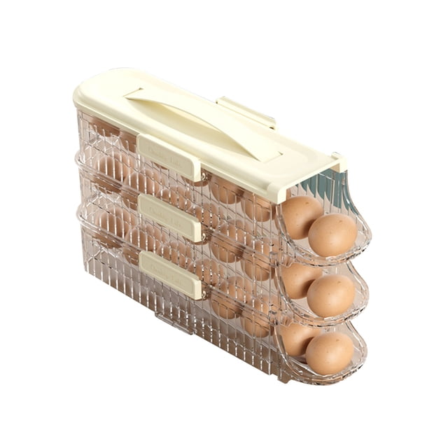 Egg Storage Box for Refrigerator Door Rolling Rack with Adjustable Length 32 cm x 10.2 cm x 8.1 cm to 19.6 cm Plastic