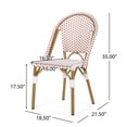 thumbnail image 2 of Chaises Bistro Françaises d'Extérieur en Rotin PE et Aluminium, Ensemble de 2, Rouge Rouillé et Blanc, Fini à Motif Bambou, 2 of 5